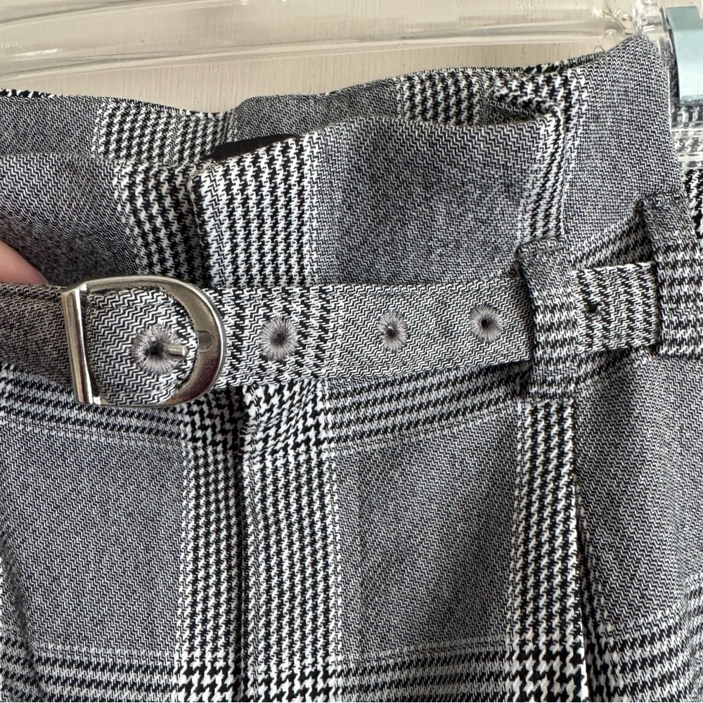 Express Gray Plaid High Rise Wide Leg Trouser Pants - Picture 4 of 6